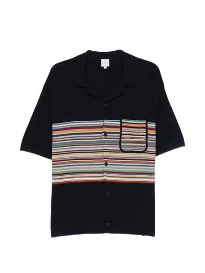Paul Smith Signature Stripe Knit Shirt In Black