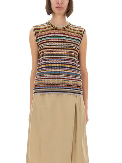 Paul Smith "signature Stripe" Knit Vest In Multi