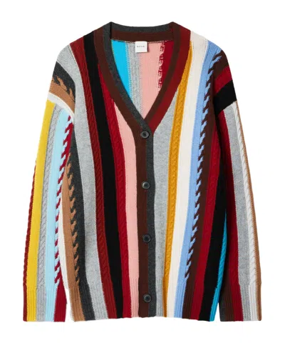 Paul Smith Signature Stripe Knitted Oversized Cardigan In Multi