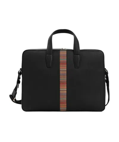 Paul Smith Signature Stripe Laptop Bag In Black