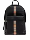 Paul Smith Signature Stripe Leather Backpack In Black