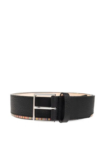 Paul Smith Signature Stripe Leather Belt In Neutral