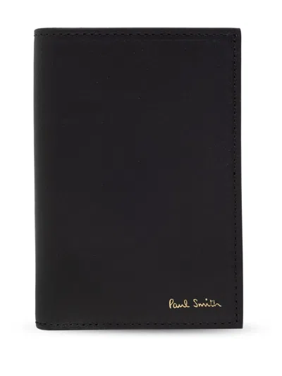 Paul Smith Signature Stripe Leather Wallet In Black