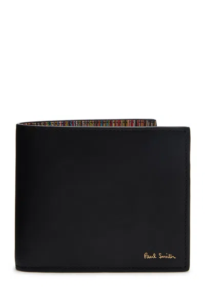 Paul Smith Signature Stripe Leather Wallet In Black