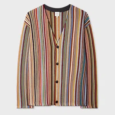 Paul Smith Mens Signature Stripe Merino Wool-blend Cardigan In Multi