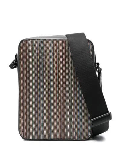 Paul Smith Signature Stripe Messenger Bag In Black