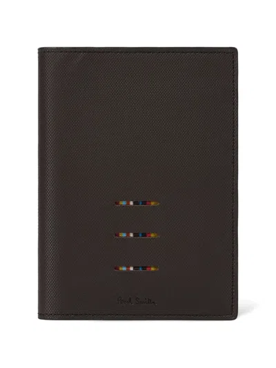 Paul Smith Signature Stripe Passport Cover In Brown