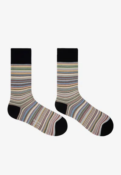 Paul Smith Signature Stripe Pique Socks In Multicolor