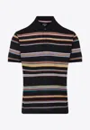 Paul Smith Black 'signature Stripe' Cotton-piqué Polo Shirt In Multi