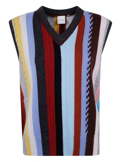 Paul Smith Signature Stripe-print Cable-knit Top In Multi