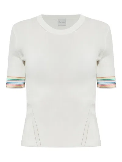 Paul Smith Signature Stripe Ribbed T-shirt In White