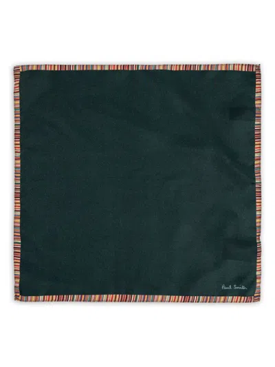Paul Smith Signature Stripe Silk Pocket Square In Blue