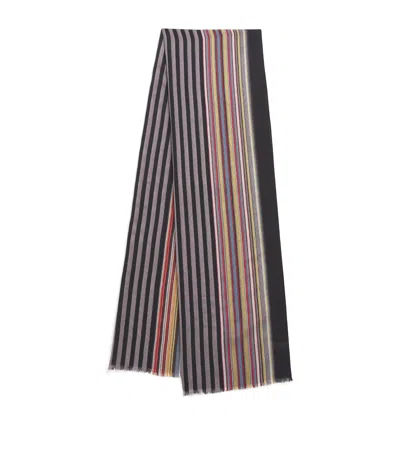 Paul Smith Signature Stripe Scarf In Black