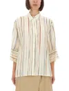 Paul Smith Striped Silk Shirt 3/4 Sleeves In White