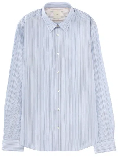 Paul Smith Striped Long-sleeved Shirt In Gnawed Blue