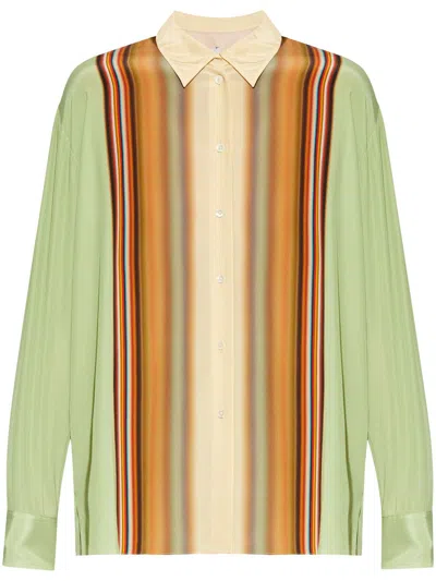Paul Smith Women's Pistachio Gradient 'signature Stripe' Shirt Green In Multi