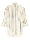 Paul Smith Striped Silk Shirt 3/4 Sleeves In Neutral