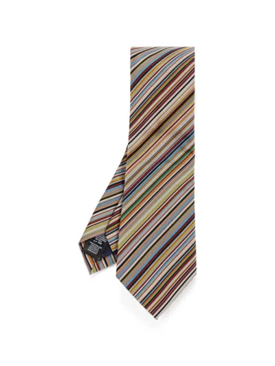 Paul Smith Signature Stripe Silk Tie Pointed Tip In Multi