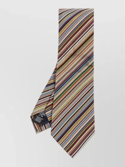 Paul Smith Signature Stripe Silk Tie Pointed Tip In Multi