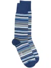 Paul Smith Multicolored Fine Striped Socks In Blue