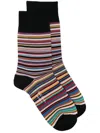 Paul Smith Logo-print Striped Ankle Socks In Black