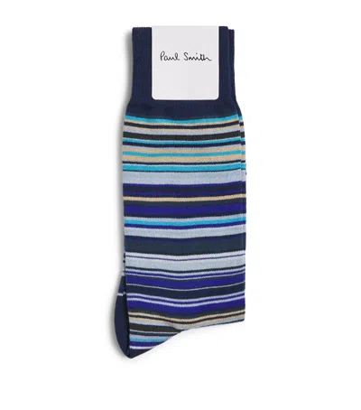 Paul Smith Signature Stripe Socks In Blue