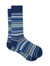 Paul Smith Multicolored Fine Striped Socks In Navy