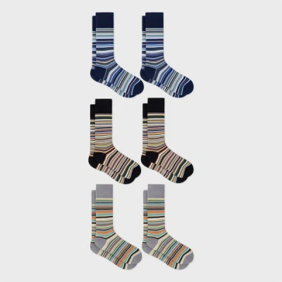 PAUL SMITH 'SIGNATURE STRIPE' SOCKS SIX PACK MULTICOLOUR