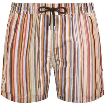 Paul Smith Straight-leg Mid-length Striped Recycled Swim Shorts In Multi