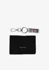 Paul Smith Signature Stripe Tag Keyring In Black