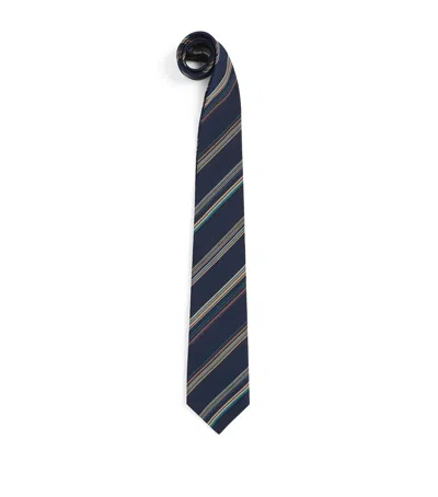 Paul Smith Signature Stripe Tie In Blue