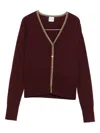 Paul Smith Signature Stripe-trim Cardigan In Burgundy