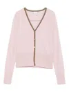 Paul Smith Signature Stripe-trim Cardigan In Pink