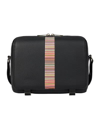 Paul Smith Signature Stripe Trim Messenger Bag In Black