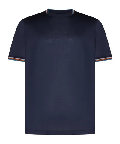 Paul Smith Signature Stripe Trim T-shirt In Blue