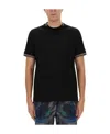 Paul Smith Black T-shirt With Multicolor Striped Accents In Black