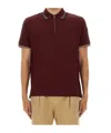 Paul Smith Signature Stripe Trim Zip Polo Shirt In Burgundy