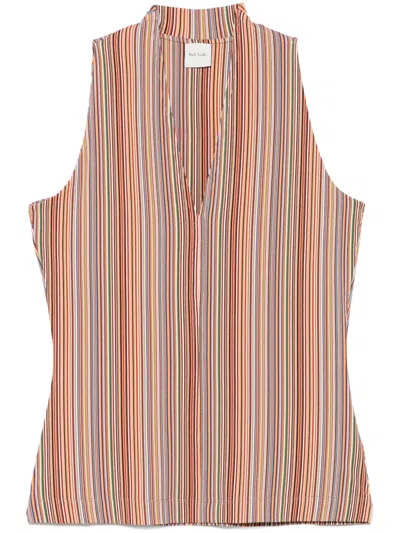 Paul Smith Signature Stripe Vest In Orange
