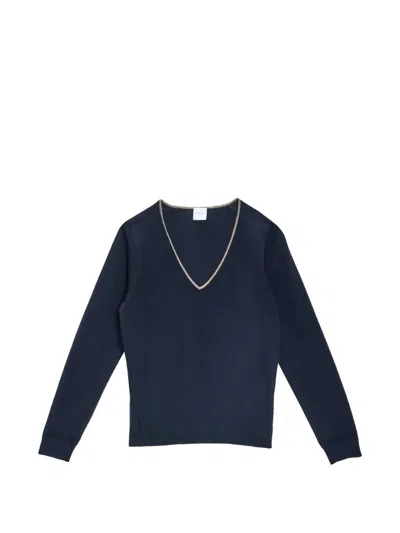 Paul Smith Signature Stripe V-neck Sweater In Blue