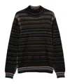 Paul Smith Signature Stripe Waffle Roll Neck Jumper In Black