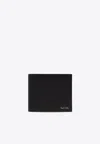 Paul Smith Black Leather Wallet With Signature Stripe Pattern In Black