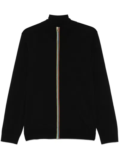 Paul Smith Signature Stripe Wool Cardigan In Black