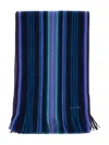 Paul Smith Signature-stripe Wool Scarf In Blue