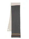 Paul Smith Two-tone Stripe-border Scarf In Grey