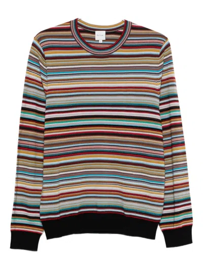 Paul Smith Signature Stripe Wool Sweater In Animal Print
