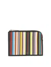 Paul Smith Signature Stripe Zipper Wallet In Brown