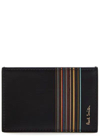 PAUL SMITH PAUL SMITH SIGNATURE STRIPED LOGO LEATHER CARD HOLDER