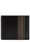 Paul Smith Black Leather Signature Stripe Block Billfold Wallet In Black