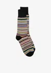 Paul Smith Striped Artist Pattern Ankle-length Socks In Multicolor
