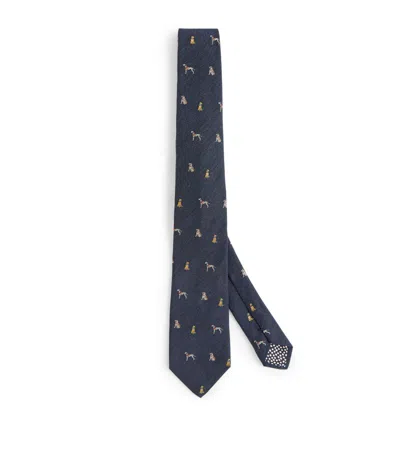 Paul Smith Silk-blend Dog Tie In Navy